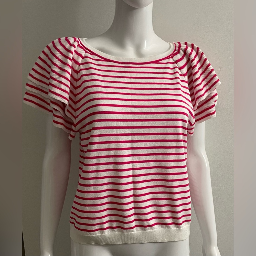 Express Women’s Bell Sleeve Red/ White Stripes Top size L